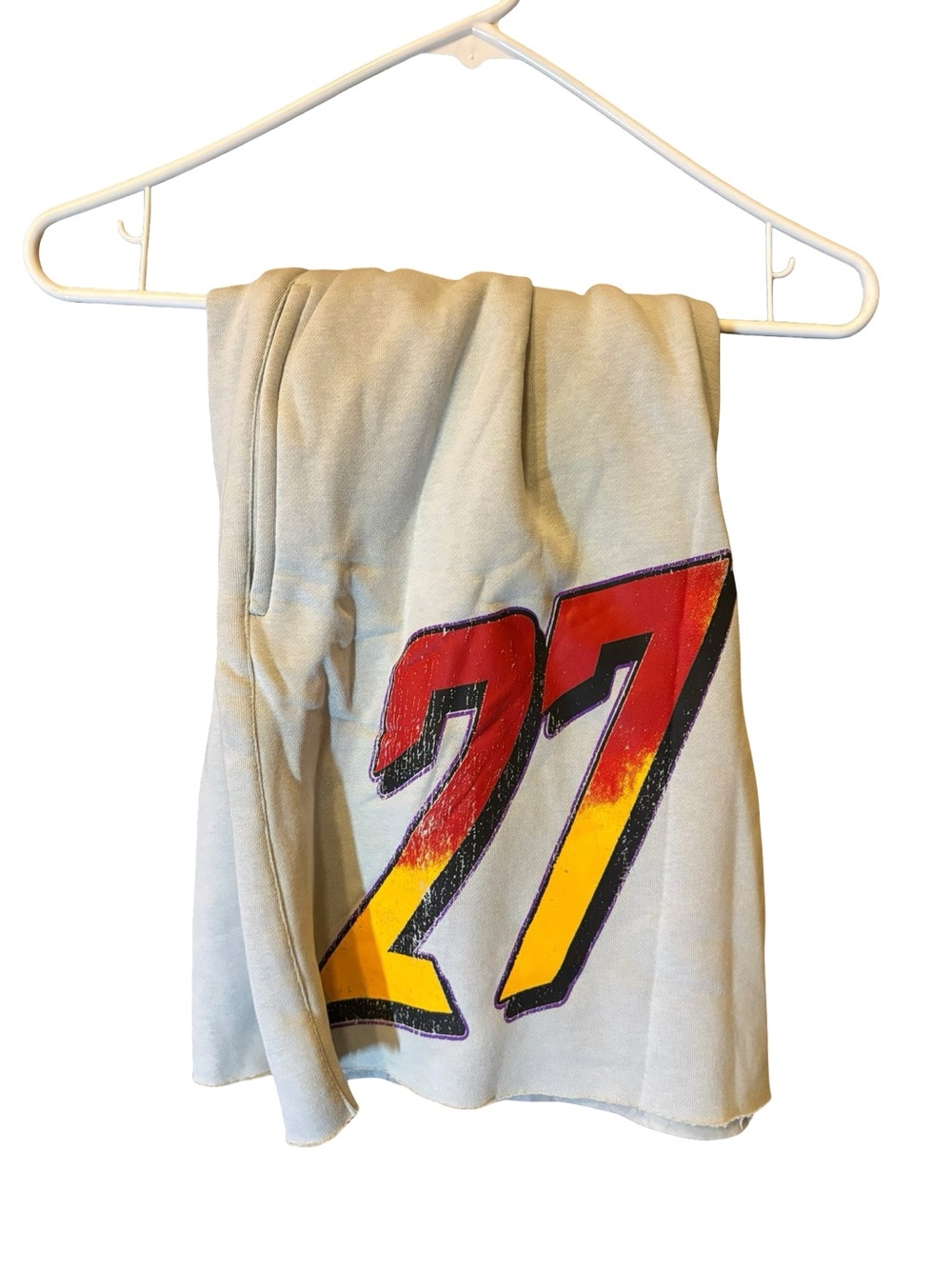 Nascar Gray Sweatpants Shorts with Bold Red & Yellow '27' Graphic
